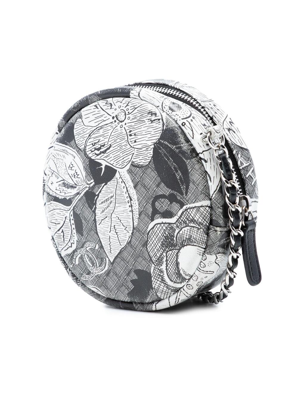 Chanel Cc Calfskin Floral Round Clutch #300468C13B - Picture 2 of 7